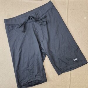 ALO YOGA Biker Shorts Women's S/M Black Drawstring 8.5" Inseam